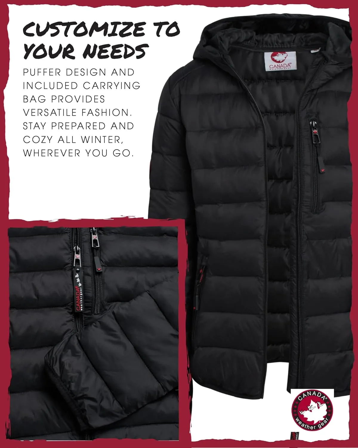 CANADA WEATHER GEAR Women's Puffer Jacket - Packable Bubble Coat, Water Resistant Outerwear Jackets for Women (XXS-M)