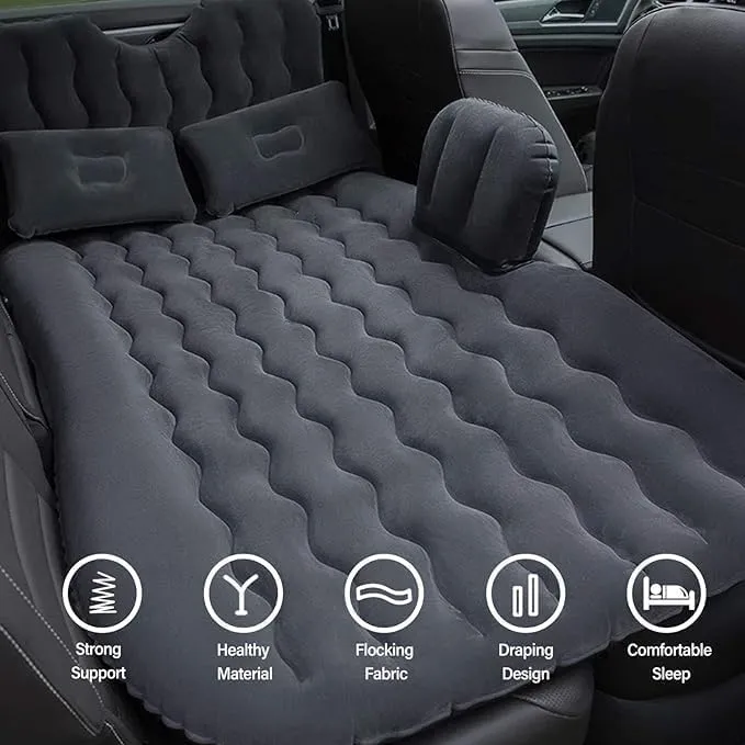 Car Air Mattress Back Seat for GMC Sierra 1500 2500 3500,Double Side Flocking Car Bed Portable Air Mattress Car Sleeping Mattress Car Accessories Cars Camping Bed,Black