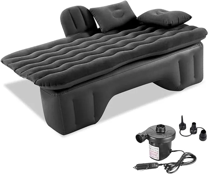 Car Air Mattress Back Seat for GMC Sierra 1500 2500 3500,Double Side Flocking Car Bed Portable Air Mattress Car Sleeping Mattress Car Accessories Cars Camping Bed,Black