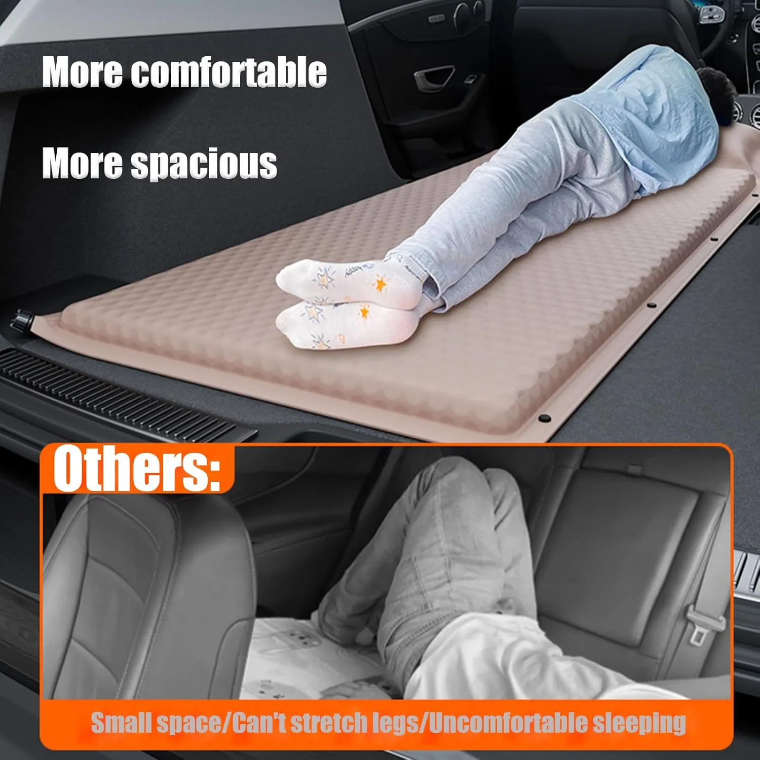 Car Air Mattress Foldable for Mercedes Benz GLC Coupé C253 C254 2016-2025, Back Seat Camping Bed Breathable Airbed Auto-Inflation Without Air Pump SUV,Black Single