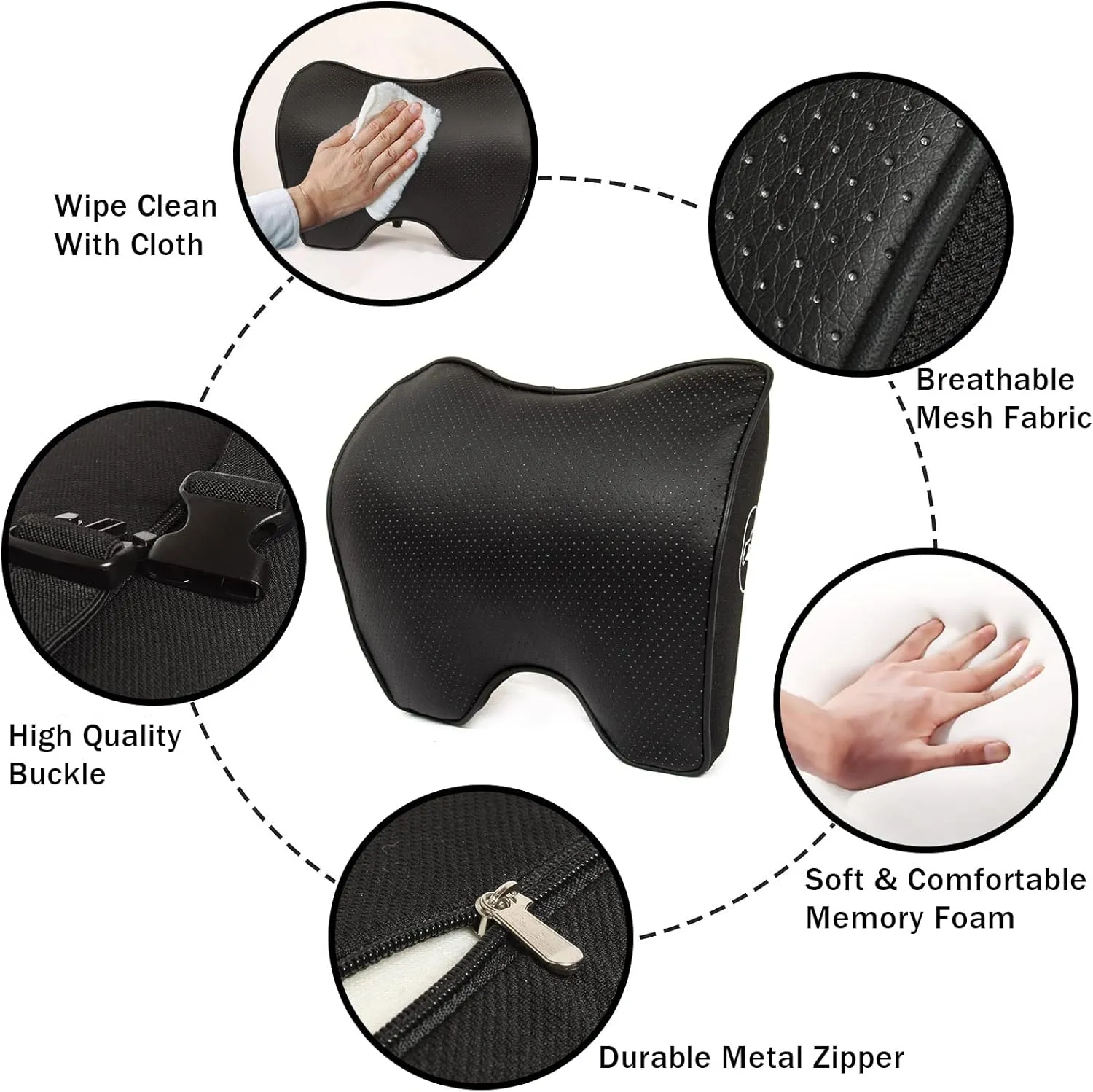 Car Neck Pillow For Car Driving, Leather Car Seat Headrest Pillow, Car Neck Support And Rest For Car Pillow, Travel Car Seat Neck Pillow For Neck Support And Pain Relief, Neck Car Pillow For Sleeping