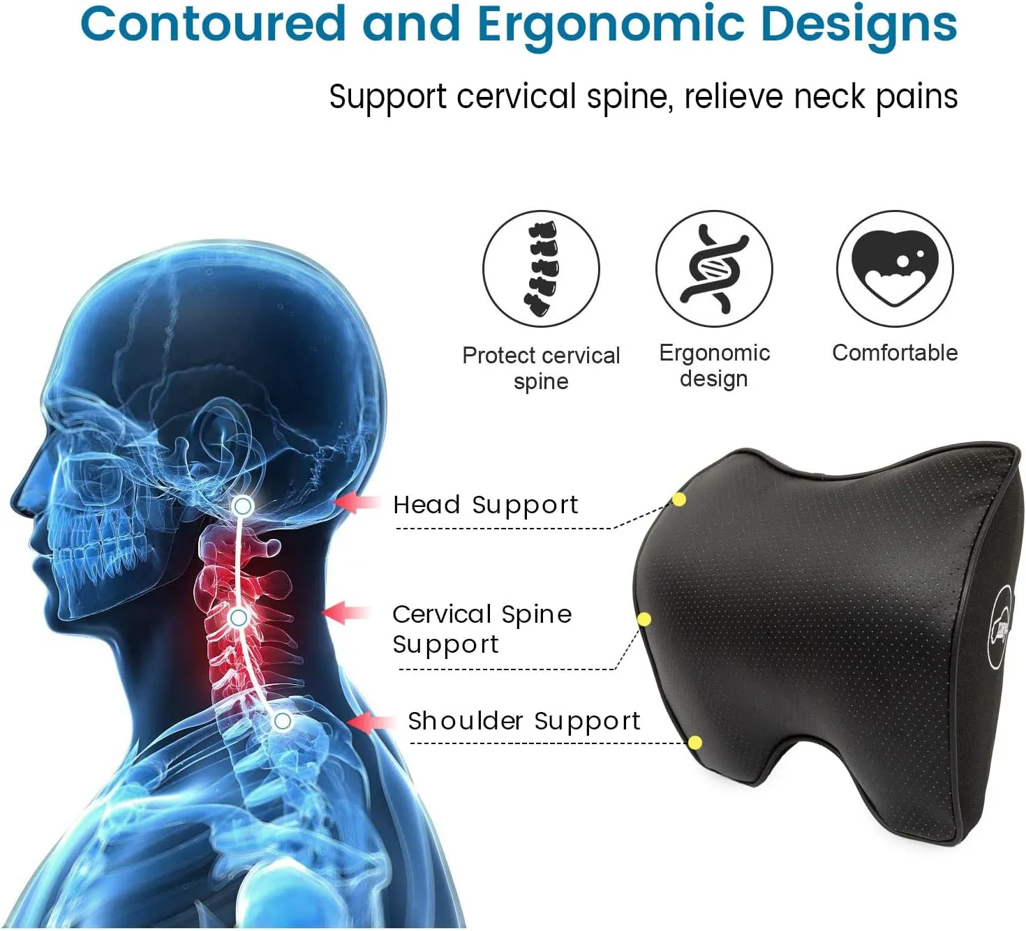 Car Neck Pillow For Car Driving, Leather Car Seat Headrest Pillow, Car Neck Support And Rest For Car Pillow, Travel Car Seat Neck Pillow For Neck Support And Pain Relief, Neck Car Pillow For Sleeping