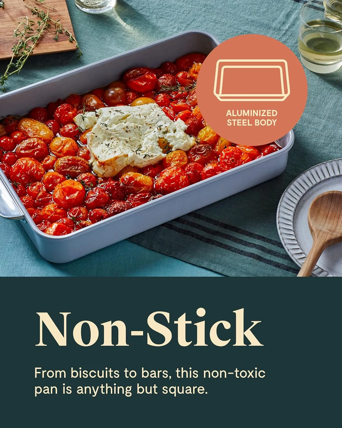Caraway Non-Stick Ceramic 9”x13” Rectangle Pan Duo - Naturally Slick Ceramic Coating - Non-Toxic, PTFE & PFOA Free - Perfect for Brownies, Lasagnas, and More - Black