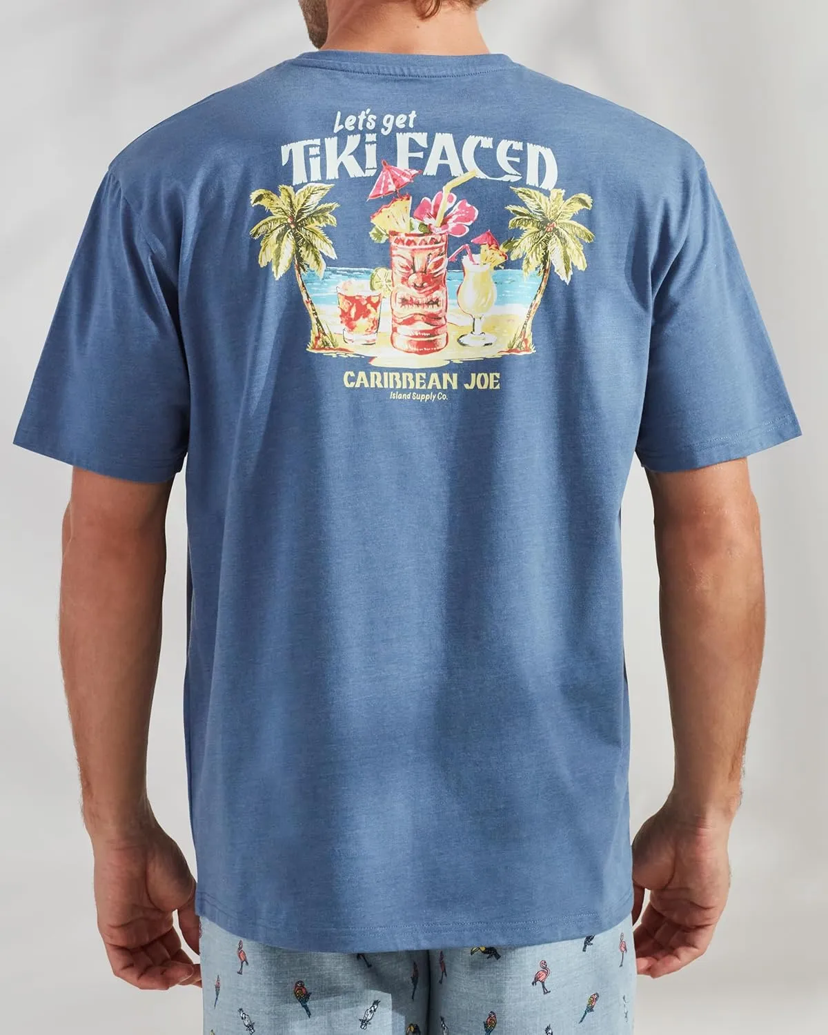 CARIBBEAN JOE Men's Shirt, Pajamas Sleep Top with Tiki Faced Design, Lightweight and Breathable Pjs