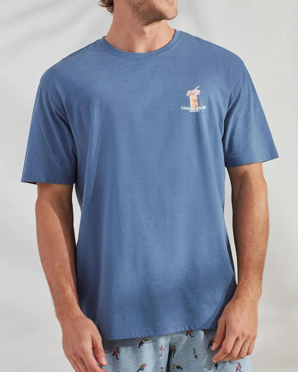 CARIBBEAN JOE Men's Shirt, Pajamas Sleep Top with Tiki Faced Design, Lightweight and Breathable Pjs