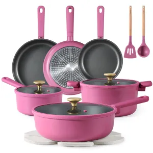 CAROTE 16 Piece Nonstick Kitchen Cookware Sets, Pots and Pans Set Non Stick,Induction Cooking Set W/Frying Pans, Saucepans