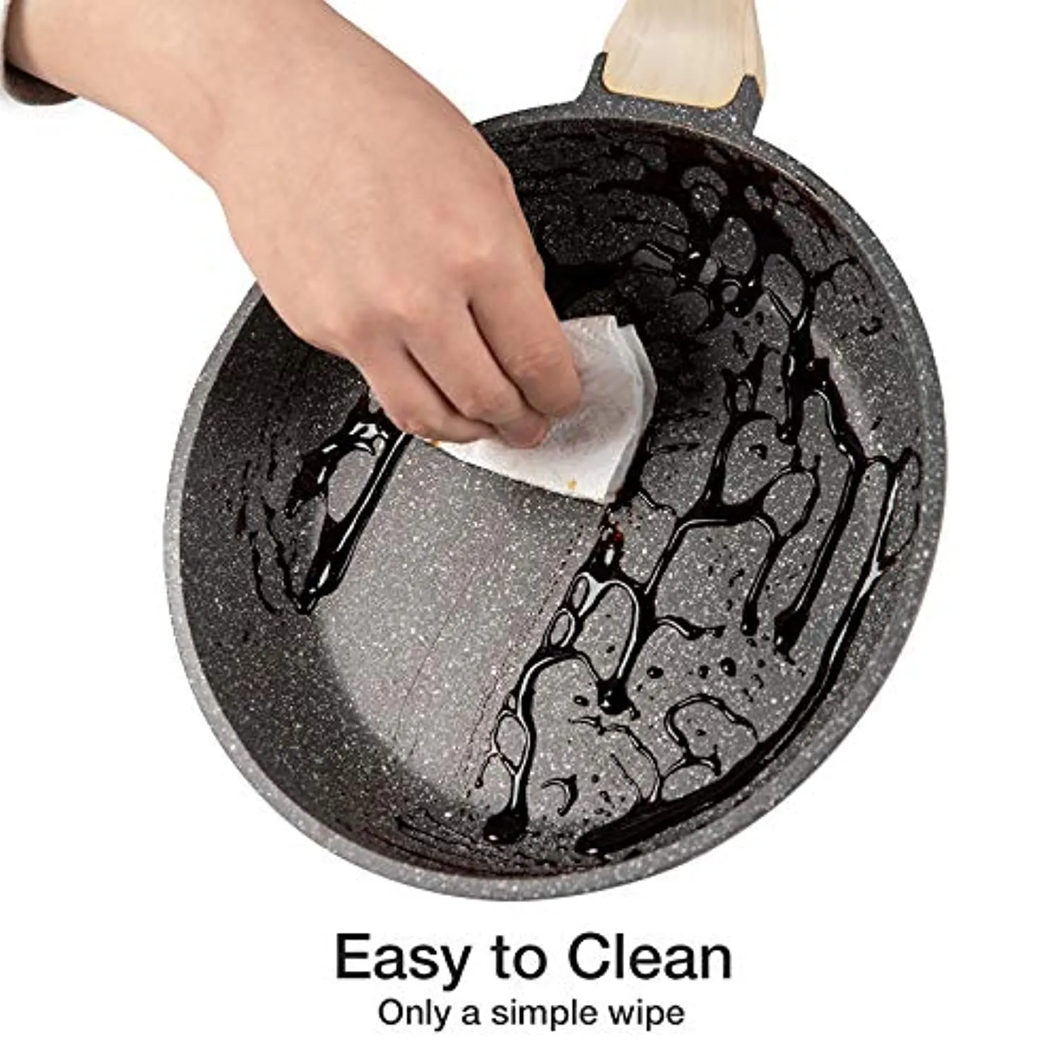 Carote Nonstick Granite Cookware Sets, 10 Pcs Pots and Pans Set, Non Stick Stone Kitchen Cooking Set with Frying Pans(Granite, Induction Cookware)