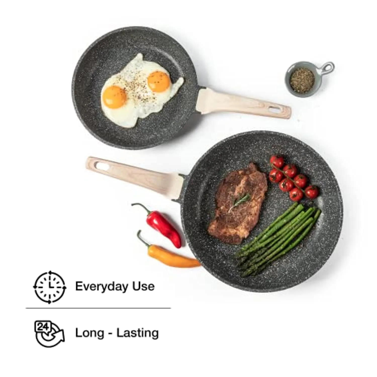Carote Nonstick Granite Cookware Sets, 10 Pcs Pots and Pans Set, Non Stick Stone Kitchen Cooking Set with Frying Pans(Granite, Induction Cookware)
