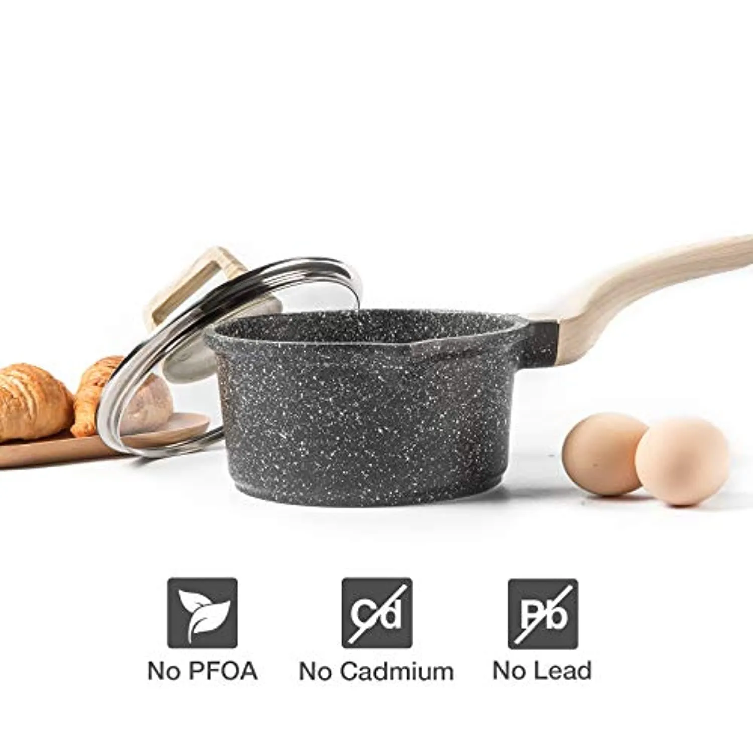 Carote Nonstick Granite Cookware Sets, 10 Pcs Pots and Pans Set, Non Stick Stone Kitchen Cooking Set with Frying Pans(Granite, Induction Cookware)