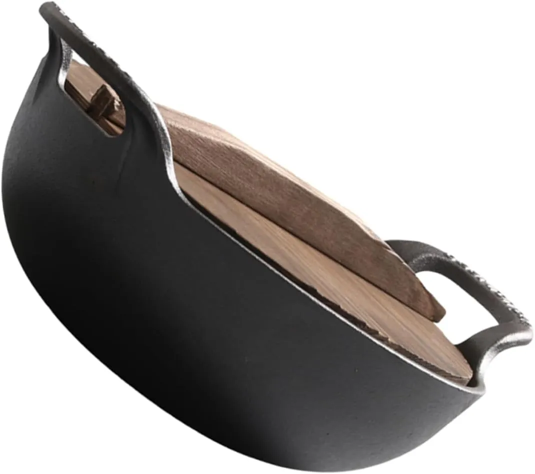 Cast Iron Cooking Pot with Ergonomic Side Handles Durable Non Stick Saucepan for Stewing Stir Frying and Hot Pot for Outdoor Camping and Everyday Use