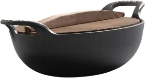 Cast Iron Skillet Cooking Pot Durable Non Coated Wok with Side Handles for Home Outdoor Camping and Barbecue Versatile Cookware for Stews Stir Fry and Hot Pot