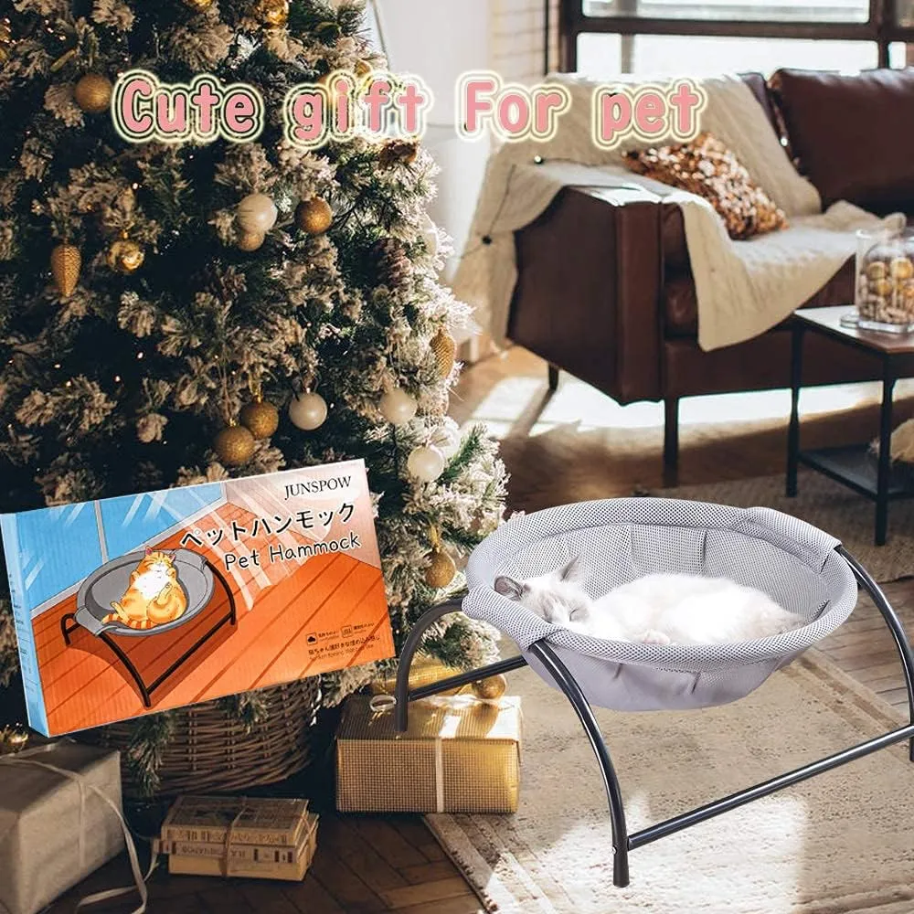 Cat Bed Dog/Pet Hammock Bed Free-Standing Kitty Sleeping Cat Supplies Pet Supplies Whole Wash Stable & Breathable Easy Assembly Indoors Outdoors, 16.9 in x 16.9 in x 9.5 in