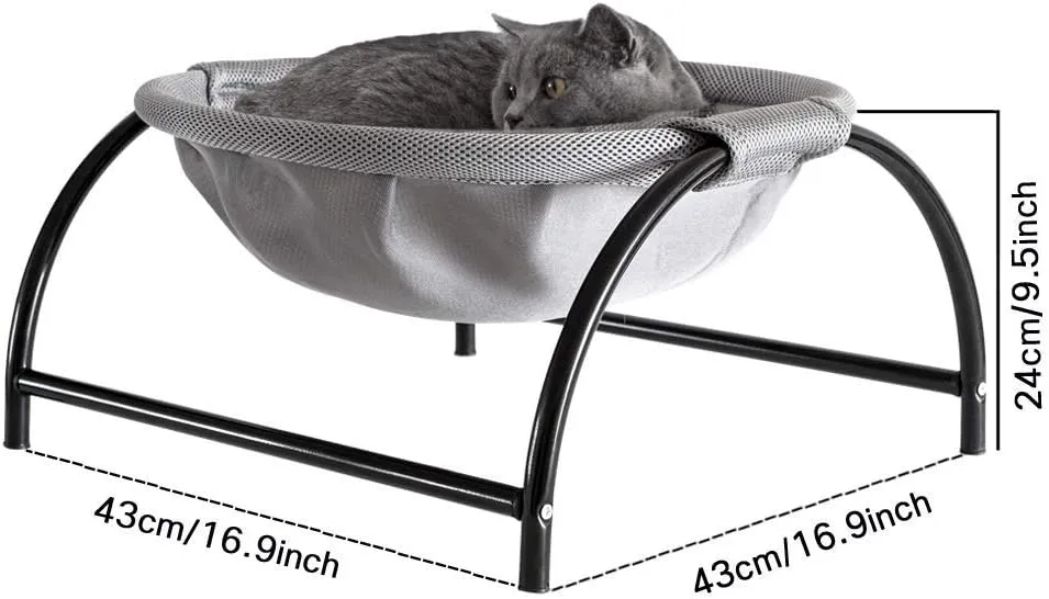 Cat Bed Dog/Pet Hammock Bed Free-Standing Kitty Sleeping Cat Supplies Pet Supplies Whole Wash Stable & Breathable Easy Assembly Indoors Outdoors, 16.9 in x 16.9 in x 9.5 in
