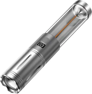cdar Outdoor Camping Flashlight Digital Display 、3 Modes Zoomable High Lumens Super Bright Rechargeable Portable Hiking Handheld Flash Lamp