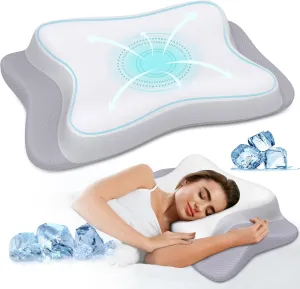 Cervical Neck Pillow for Pain Relief - Ergonomic Memory Foam Pillows for Sleeping, Cooling Side Sleeper Pillow for Neck Support, Contour Orthopedic Bed Pillow for Back Stomach Sleepers