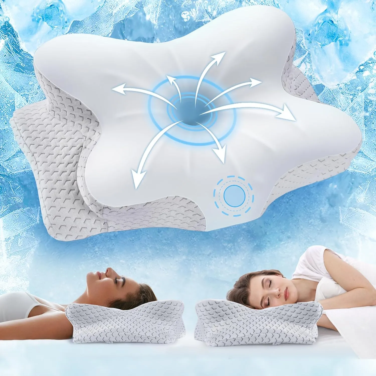 Cervical Neck Pillow for Pain Relief Sleeping, Neck Support Pillows for Sleeping with Pillowcase, Ergonomic Memory Foam Pillows, Contour Orthopedic Pillow for Side Back Stomach Sleeper