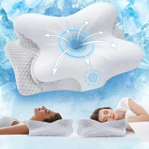 Cervical Neck Pillow for Pain Relief Sleeping, Neck Support Pillows for Sleeping with Pillowcase, Ergonomic Memory Foam Pillows, Contour Orthopedic Pillow for Side Back Stomach Sleeper