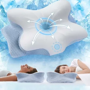 Cervical Neck Pillow for Pain Relief Sleeping, Neck Support Pillows for Sleeping with Pillowcase, Ergonomic Memory Foam Pillows, Contour Orthopedic Pillow for Side Back Stomach Sleeper