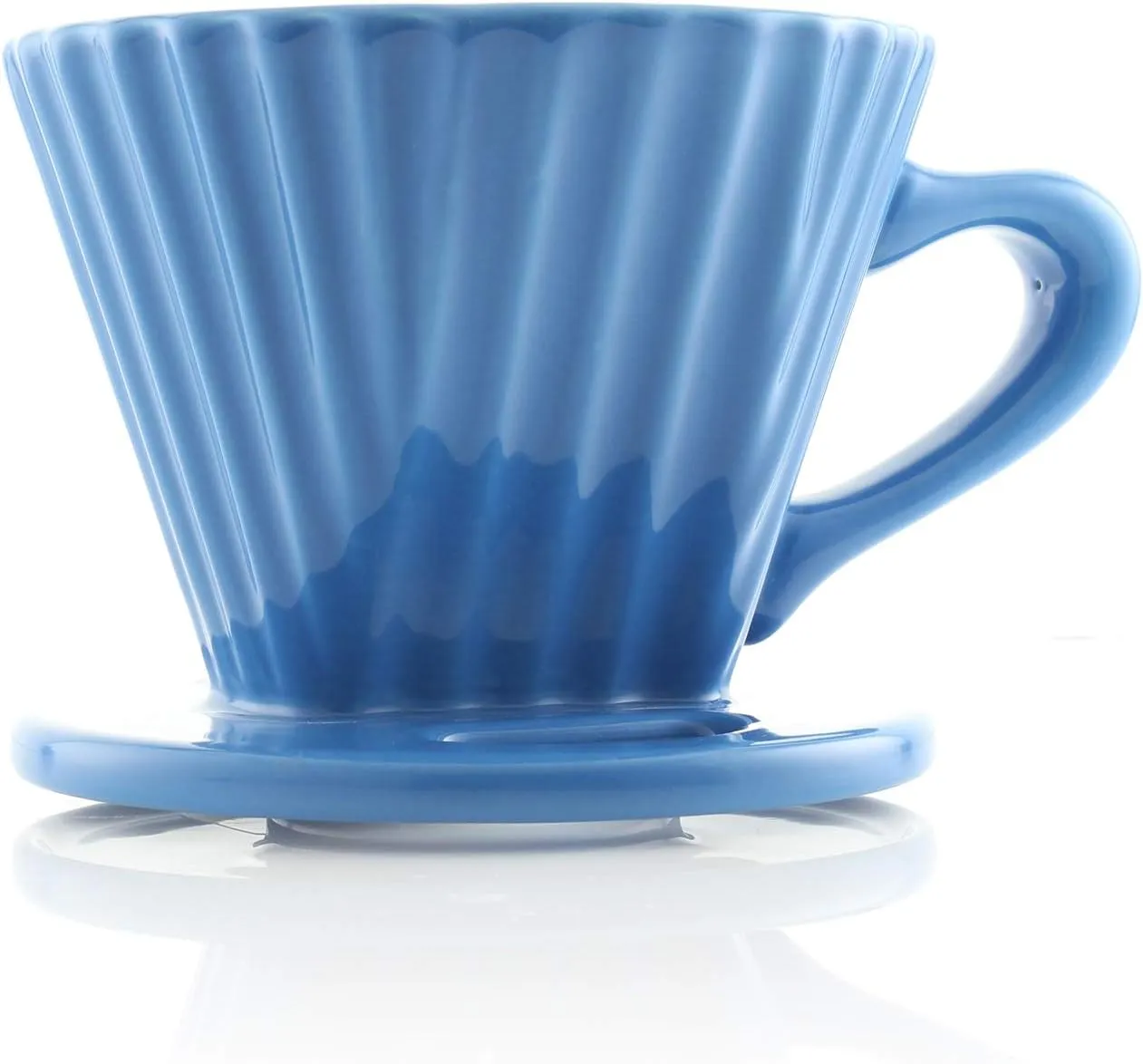 Chantal "Lotus" ceramic pour over coffee dripper, 8 Ounces, Blue Cove