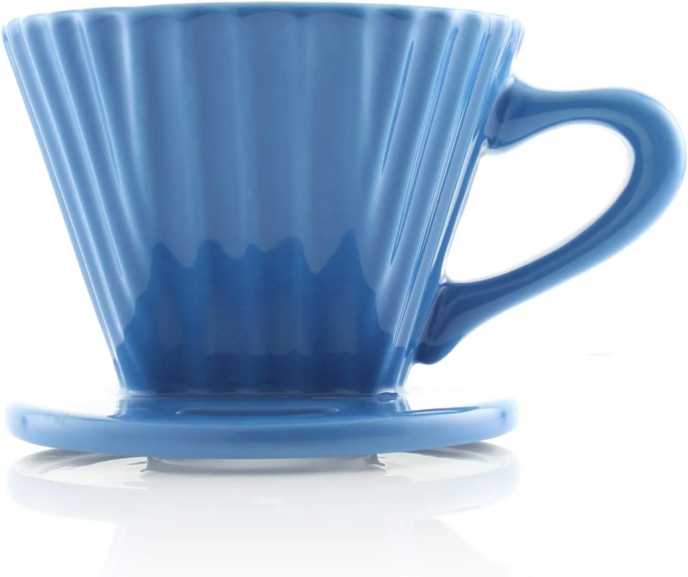 Chantal "Lotus" ceramic pour over coffee dripper, 8 Ounces, Blue Cove