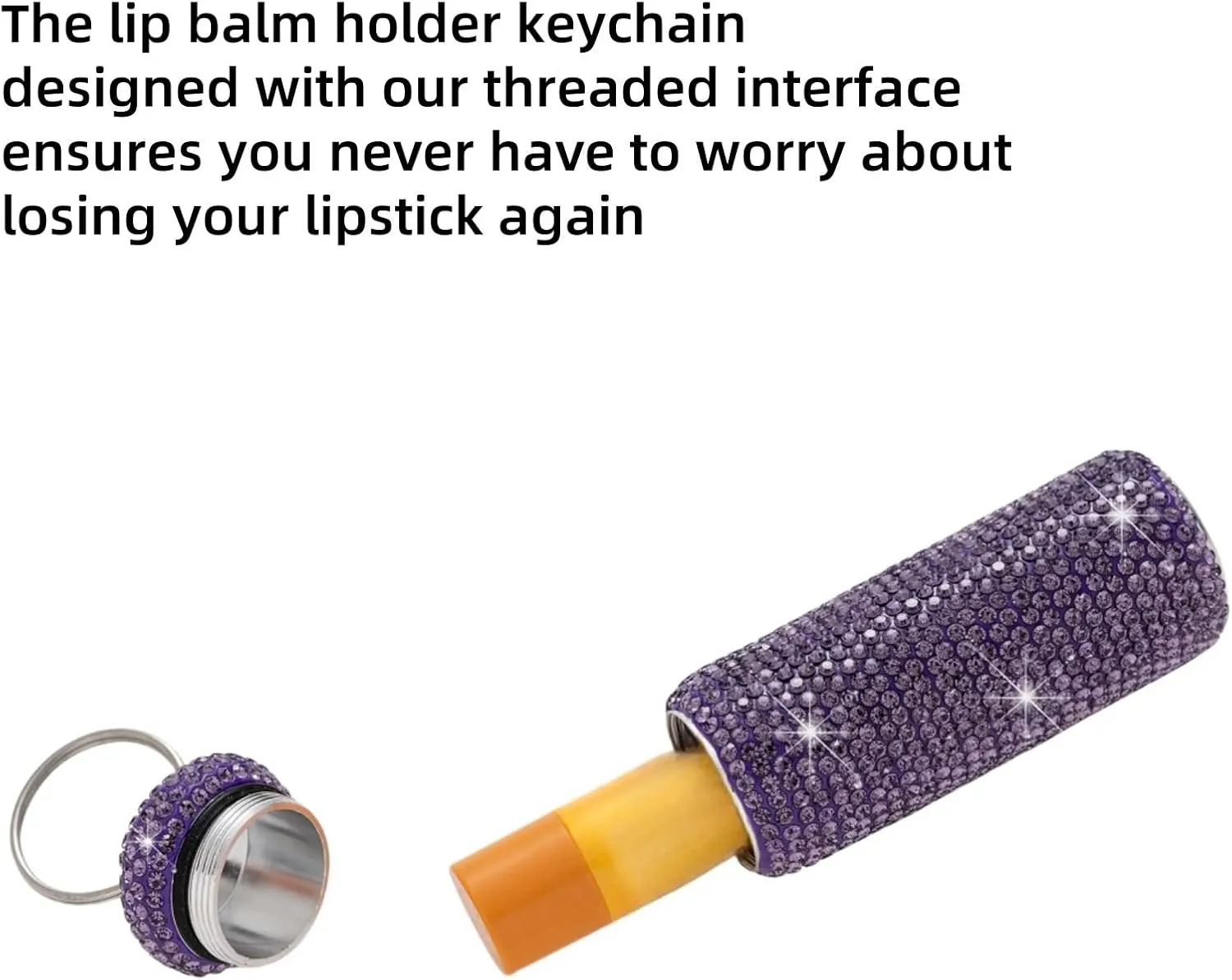 Chapstick Holder Key Chain 2Pcs Lip Balm Gloss Holder Keychain Bling Lipstick Case for Purse Portable Metal Chap Stick Organizer Cute Key Chain Accessories for Women (Sliver)