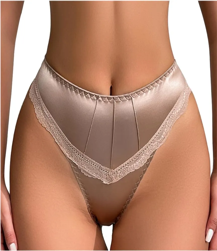 Cheeky Panties for Women Sexy Womens Lace Underwear Seamless Satin Panties Ladies No Show Breathable Hipster Panty