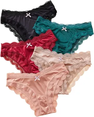 Cheeky Panties for Women Sexy Womens Lace Underwear Seamless Satin Panties Ladies No Show Breathable Hipster Panty