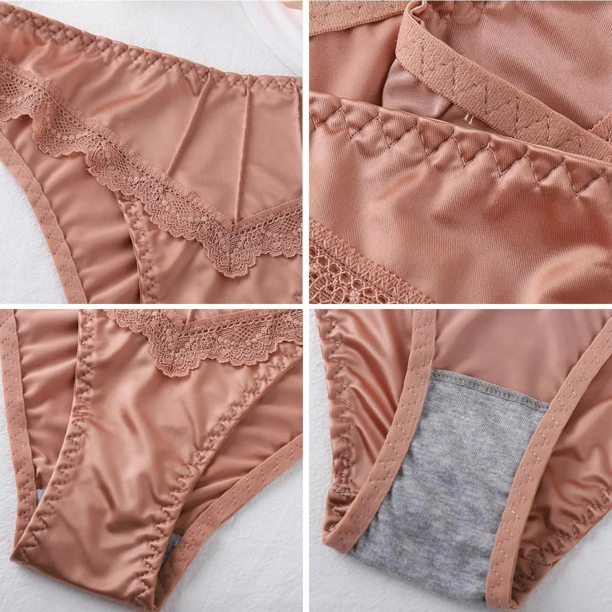 Cheeky Panties for Women Sexy Womens Lace Underwear Seamless Satin Panties Ladies No Show Breathable Hipster Panty