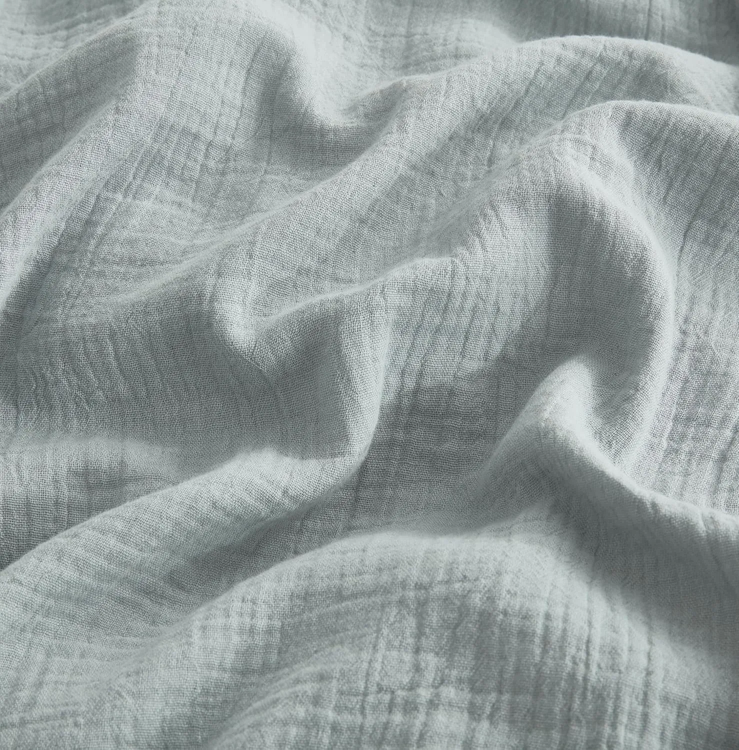 Chezmoi Collection Breeze 3-Piece Cotton Gauze Queen Duvet Cover Set, Light Blue-Gray Soft Washed Cotton Linen Like Textured Breathable Comforter Cover with Button Closure