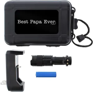 Christmas Gifts for Papa Best Papa Ever LED Flashlight with Case and Charger Gift Bundle Tactical Flashlight Mini LED Pocket Torch