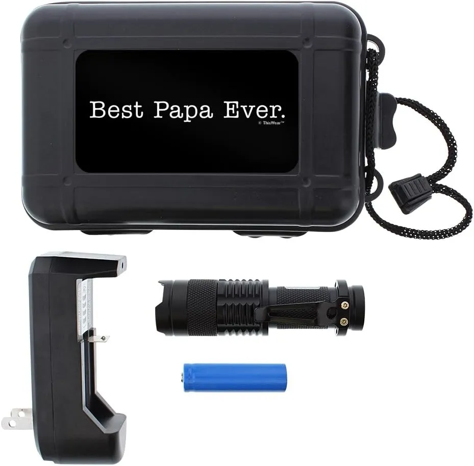 Christmas Gifts for Papa Best Papa Ever LED Flashlight with Case and Charger Gift Bundle Tactical Flashlight Mini LED Pocket Torch