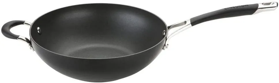 Circulon Momentum Wok Non Stick 26cm - Induction Wok Pan with Oven Safe Soft Grip Handles, Dishwasher Safe, Metal Utensil Safe Durable Cookware, Deep Stir Fry Pan, Black
