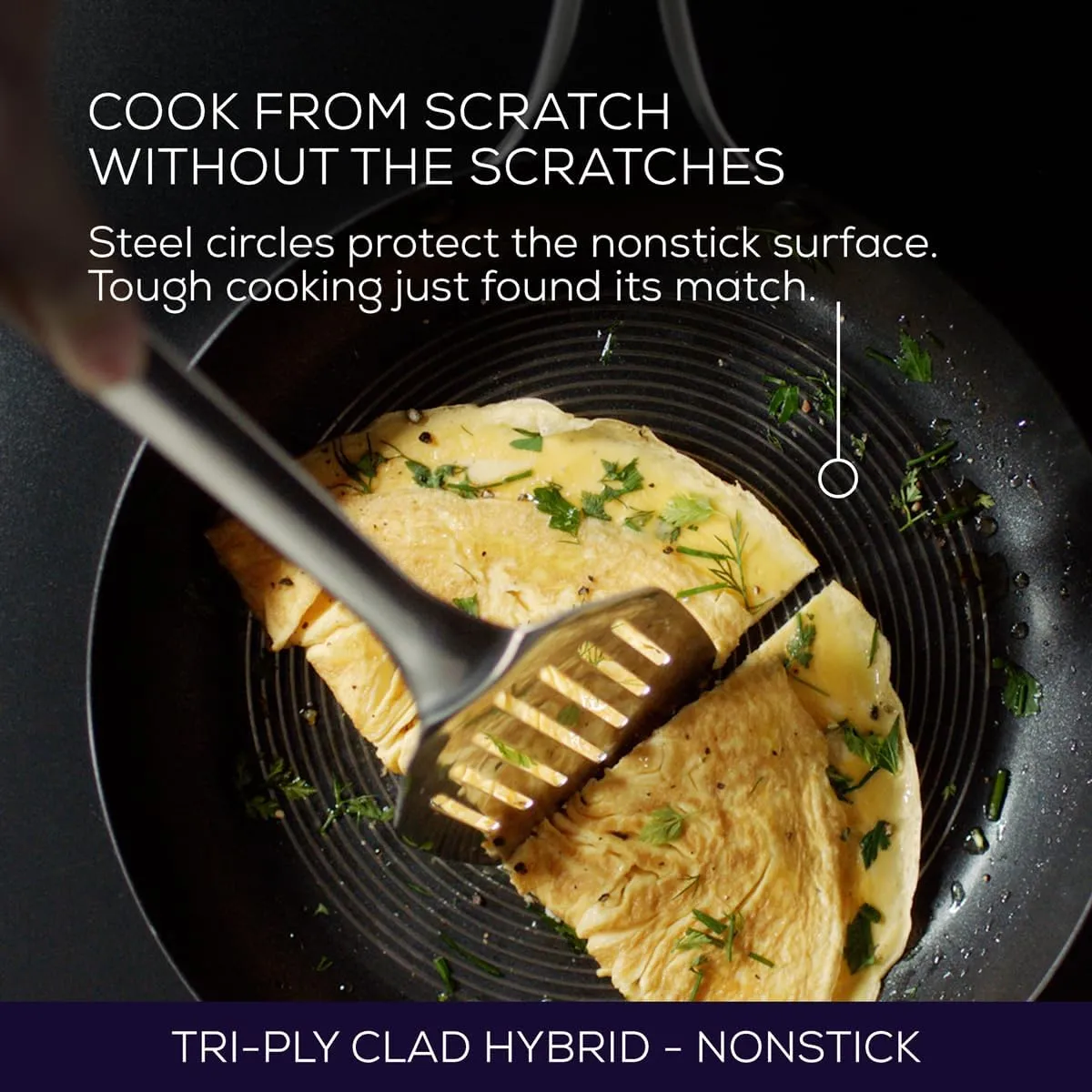 Circulon SteelShield C Series Stainless Steel Saute Pan with Lid 30cm/4.7L - Induction Suitable Stainless Steel Saute Pan with Hybrid Non Stick, Metal Utensil Safe & Dishwasher Safe Cookware