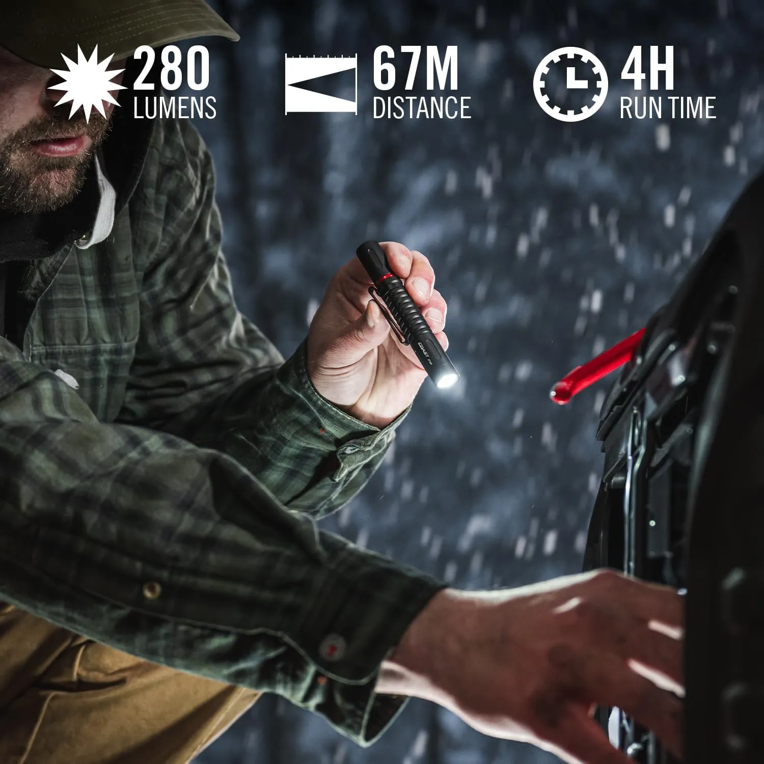 COAST XT10R 280 Lumen USB-C Rechargeable Pocket Flashlight, BLACK