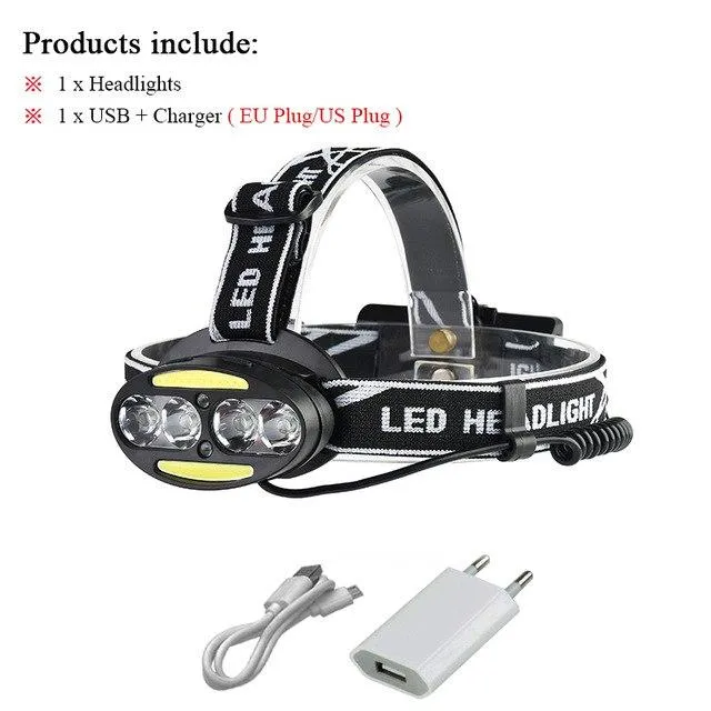 cob Infrared Induction led headlamp headlight xml t6 head flashlight torch USB rechargeable 18650 battery headtorch hoofdlamp