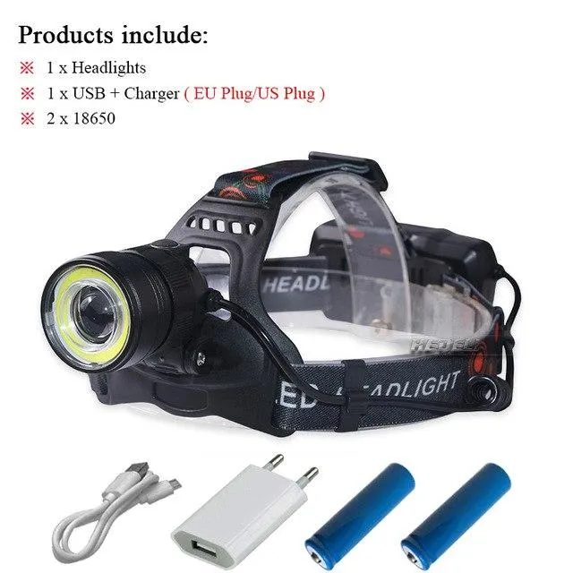 cob Infrared Induction led headlamp headlight xml t6 head flashlight torch USB rechargeable 18650 battery headtorch hoofdlamp