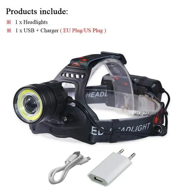 cob Infrared Induction led headlamp headlight xml t6 head flashlight torch USB rechargeable 18650 battery headtorch hoofdlamp