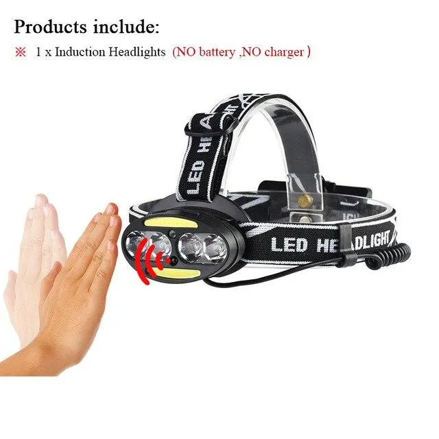 cob Infrared Induction led headlamp headlight xml t6 head flashlight torch USB rechargeable 18650 battery headtorch hoofdlamp