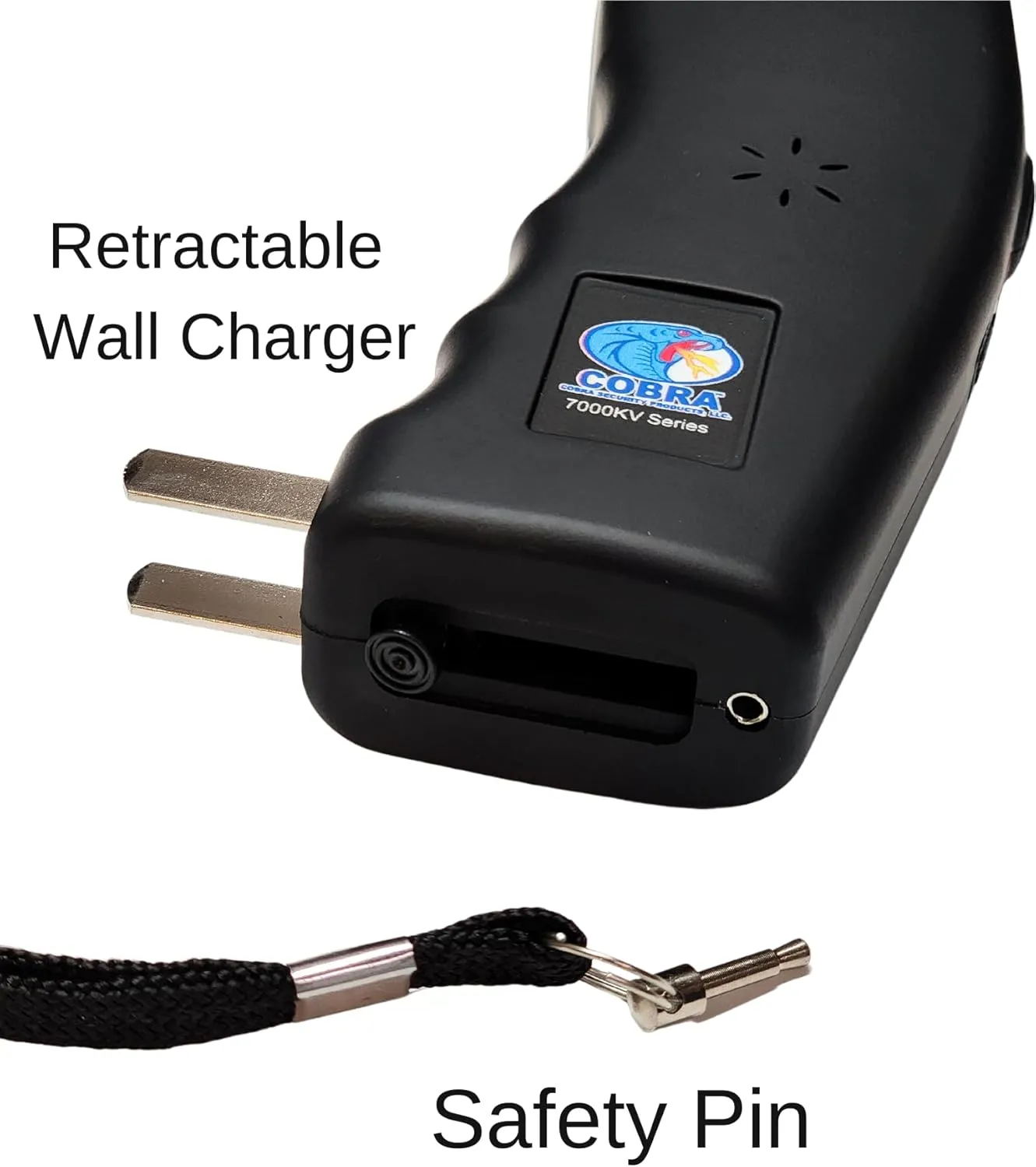 Cobra 007 Stun Gun - Flashlight - 7000KV or 7,000,000 Volts - Safety Pin Loud Siren - Self Defense - Protective Deterrent - Tactical Quick Response - Quick Emergency - Security - Integrated Charger