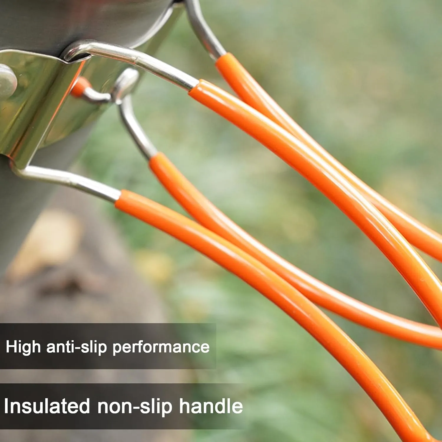 Collapsible Handle Camping Pot Space-saving Cookware 1 Set with Folding Spoon Fork Cutter Heavy Duty Aluminum Alloy Outdoor Picnic Hiking Backpacking
