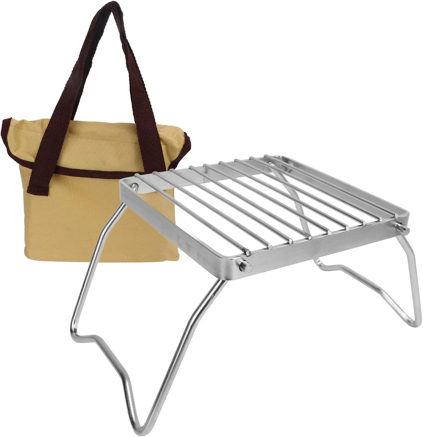 Compact Stainless Steel Camping Grill – Portable, Foldable Design for Outdoor Cooking Adprojects, Ideal for Campers and Backpackers