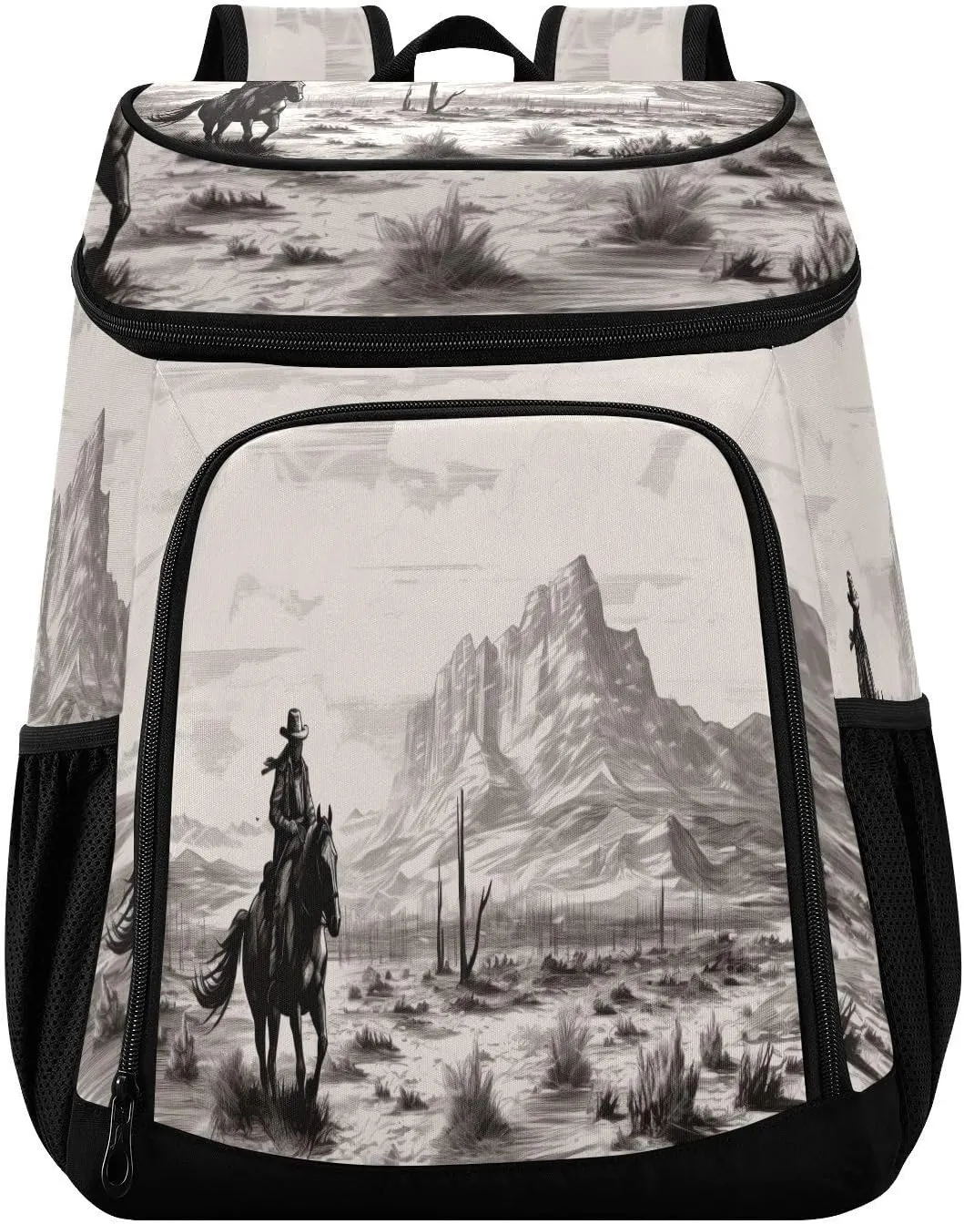 Cooler Backpack Western Desert Cowboys Leakproof Lunch Backpack, 36 Cans Insulated Backpack Cooler Bags for Beach Picnic Trip Hiking Camping