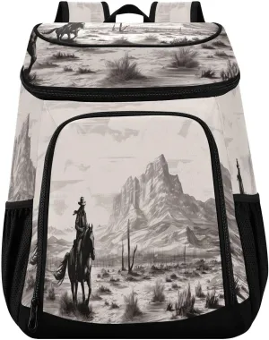 Cooler Backpack Western Desert Cowboys Leakproof Lunch Backpack, 36 Cans Insulated Backpack Cooler Bags for Beach Picnic Trip Hiking Camping