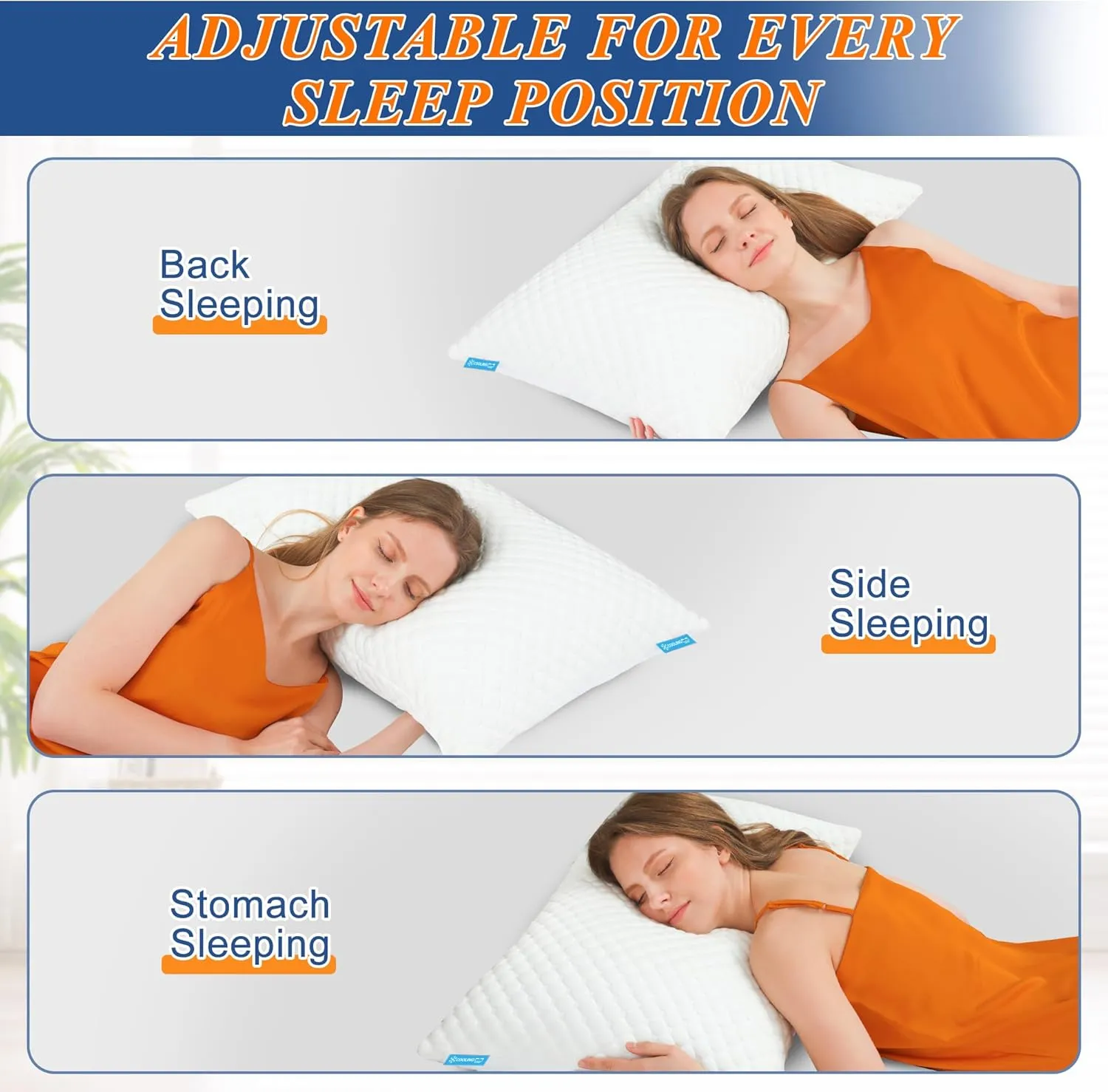 Cooling Memory Foam Pillows Firm and Soft, Standard Size Set of 2, Original Adjustable Pillows for Side, Back or Stomach Sleepers