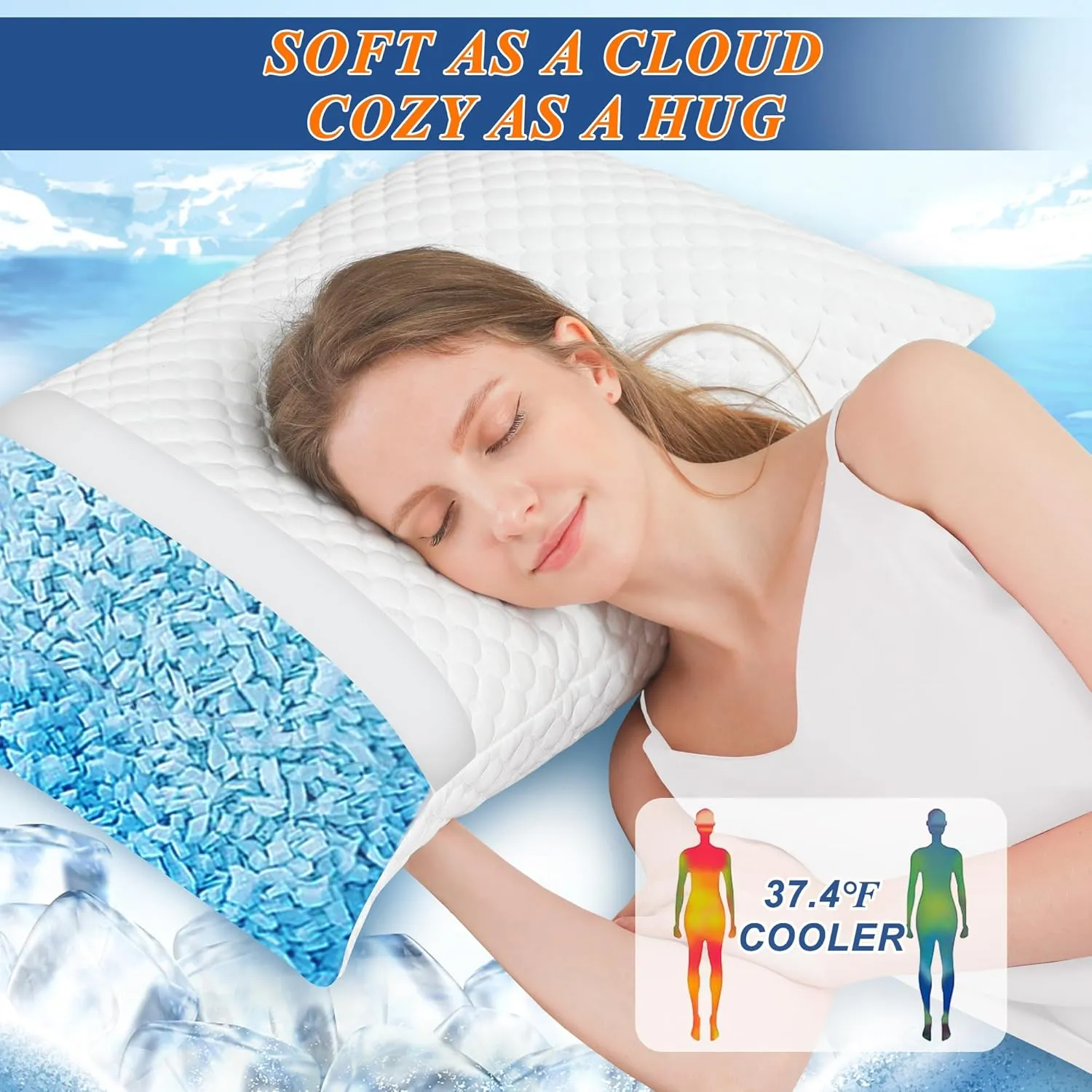 Cooling Memory Foam Pillows Firm and Soft, Standard Size Set of 2, Original Adjustable Pillows for Side, Back or Stomach Sleepers