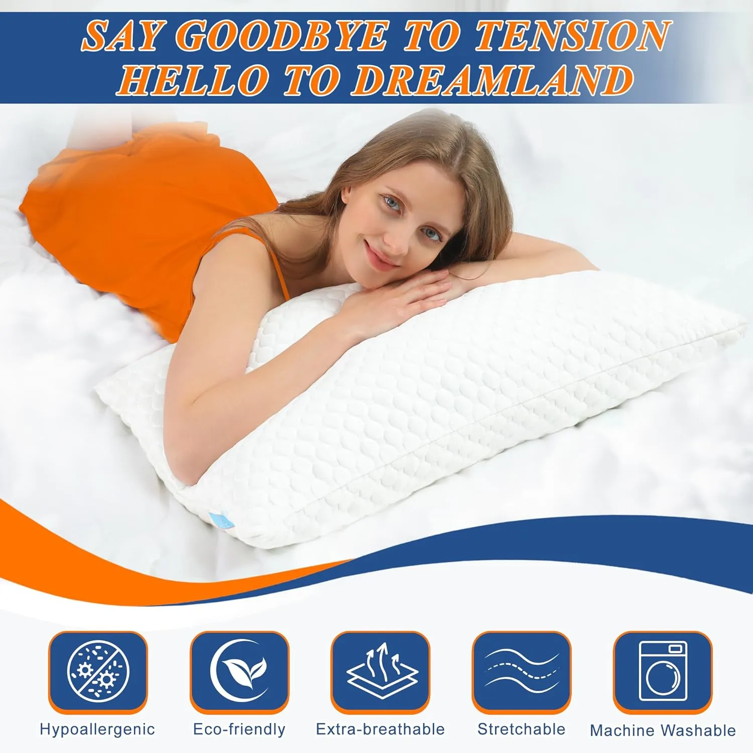 Cooling Memory Foam Pillows Firm and Soft, Standard Size Set of 2, Original Adjustable Pillows for Side, Back or Stomach Sleepers