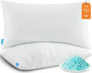 Cooling Memory Foam Pillows Firm and Soft, Standard Size Set of 2, Original Adjustable Pillows for Side, Back or Stomach Sleepers