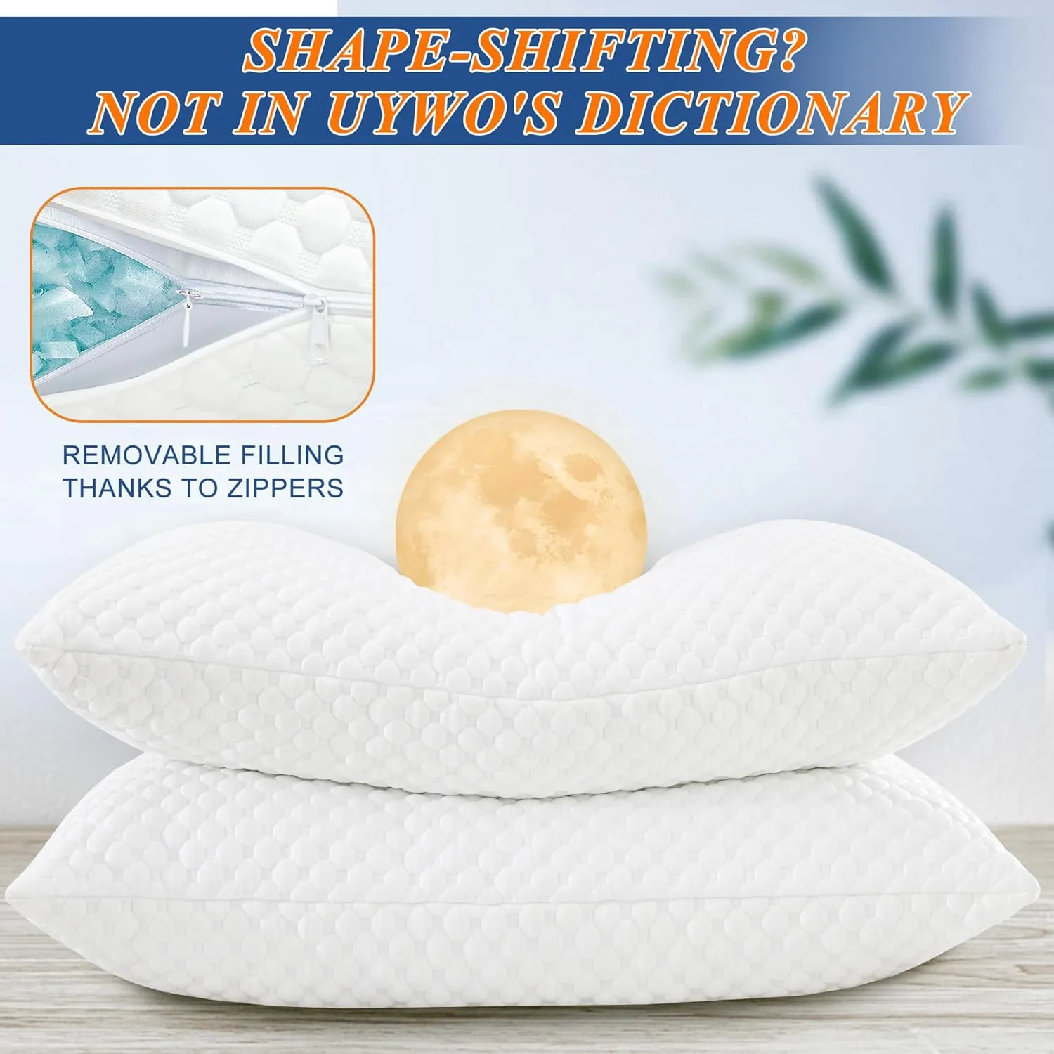 Cooling Memory Foam Pillows Firm and Soft, Standard Size Set of 2, Original Adjustable Pillows for Side, Back or Stomach Sleepers