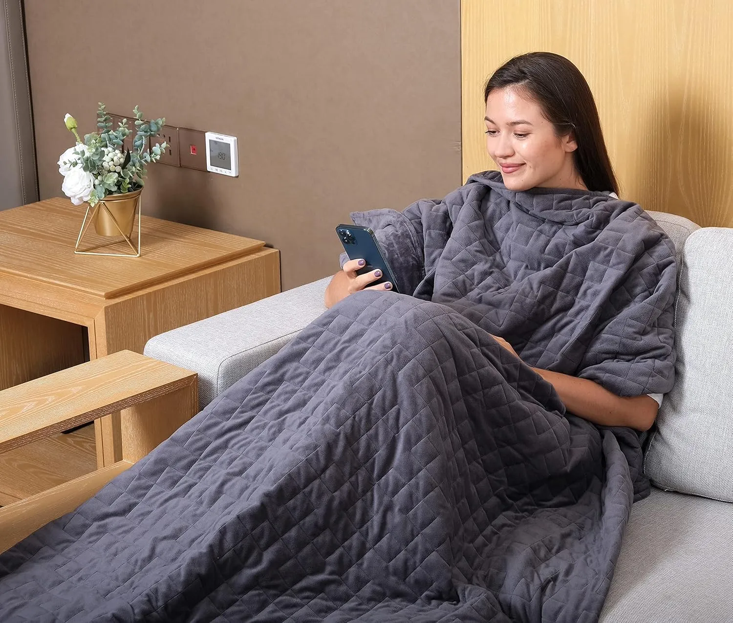 CoolZen™ Cooling Weighted Blanket 20 lbs with Removable Cover — Heavy Blanket for Adults, Calming, & Sleeping — Weighted Comforter with Premium Glass Beads for All Seasons — 60”x80” Queen Bed Size