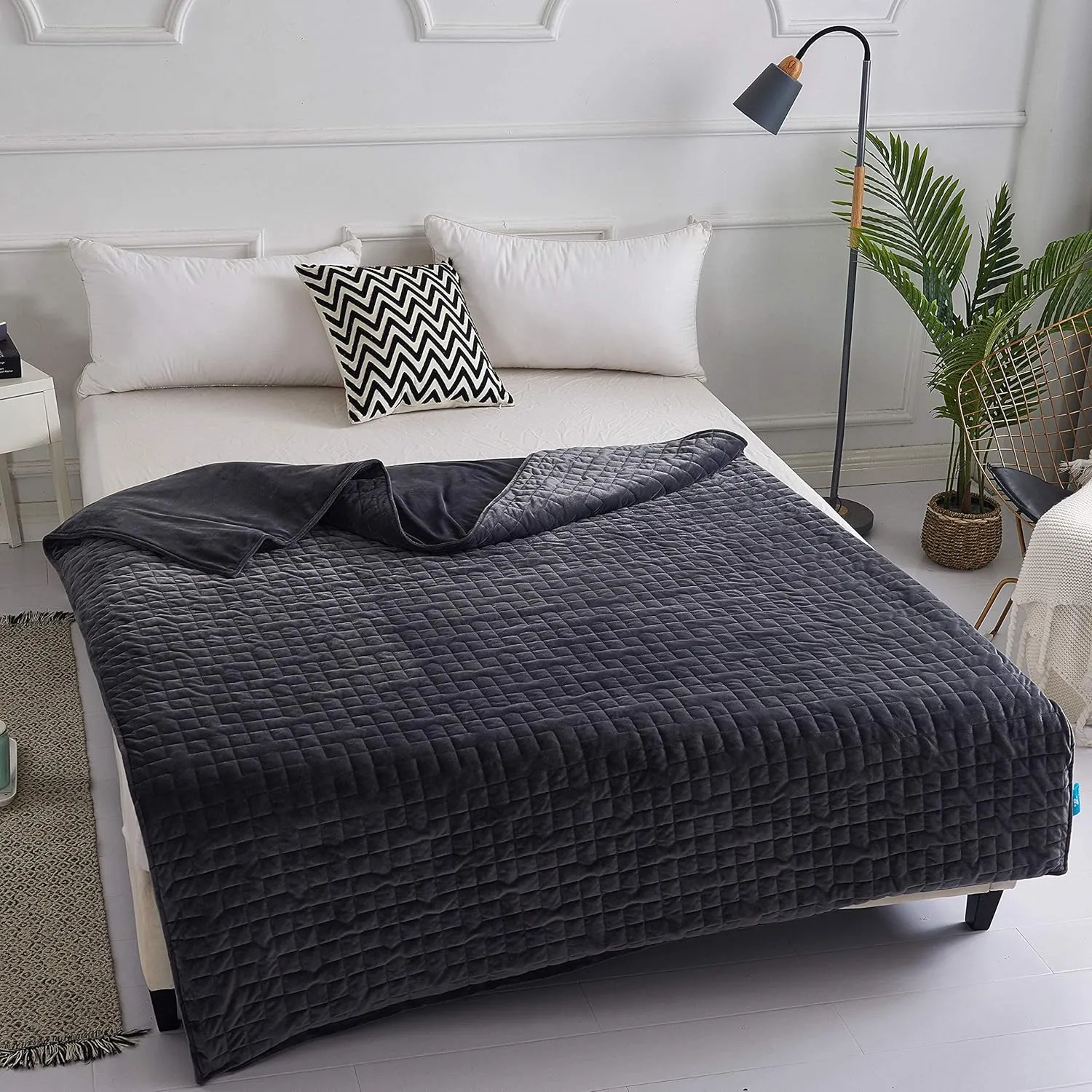 CoolZen™ Cooling Weighted Blanket 20 lbs with Removable Cover — Heavy Blanket for Adults, Calming, & Sleeping — Weighted Comforter with Premium Glass Beads for All Seasons — 60”x80” Queen Bed Size